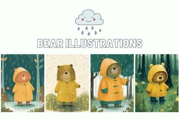 Bear Illustrations: Adorable Rainy Day Designs for Every Project