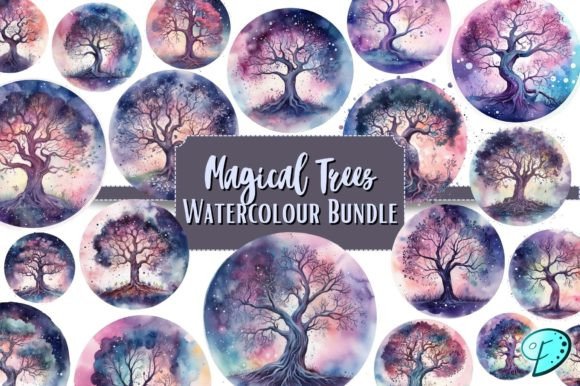 Enchanting Magical Trees Watercolour Illustrations